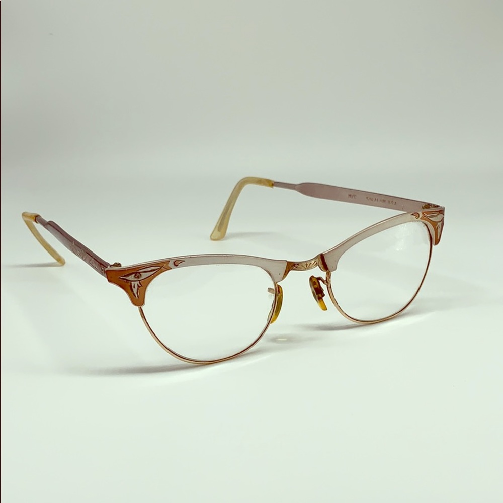 Vintage cat eye glasses two tone 10k RGP Engraved